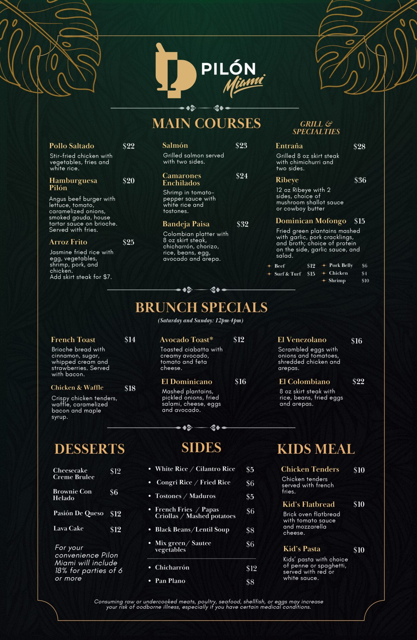 Pilon Miami Latin Fusion Menu in Kendall | Pilón Miami